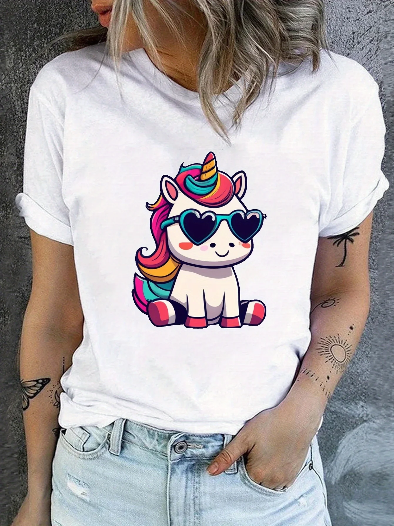 Cartoon Unicorn Print Crew Neck T-shirt, Casual Short Sleeve Top For Spring & Summer, Women's Clothing harajuku
Cartoon Unicorn Print Crew Neck T-shirt, Casual Short Sleeve Top For Spring & Summer, Women's Clothing harajuku
