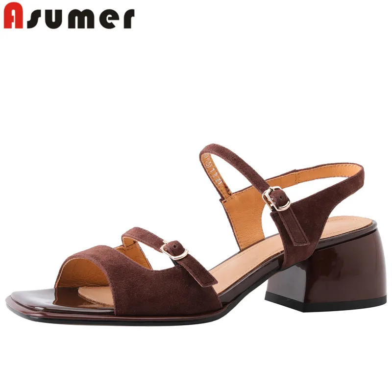 ASUMER 2024 New Buckle Kid Suede Slingbacks Shoes Woman Vintage Square Med Heels Dress Sandals Summer Ladies Shoes Footwear
ASUMER 2024 New Buckle Kid Suede Slingbacks Shoes Woman Vintage Square Med Heels Dress Sandals Summer Ladies Shoes Footwear