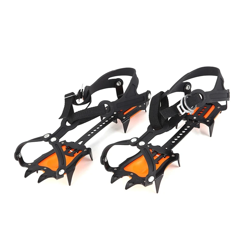 

Hot Kf-10 Teeth Outdoor Climbing Antiskid Crampons Adjustable Winter Mountaineering Snowshoes Manganese Steel Slip Shoe Covers