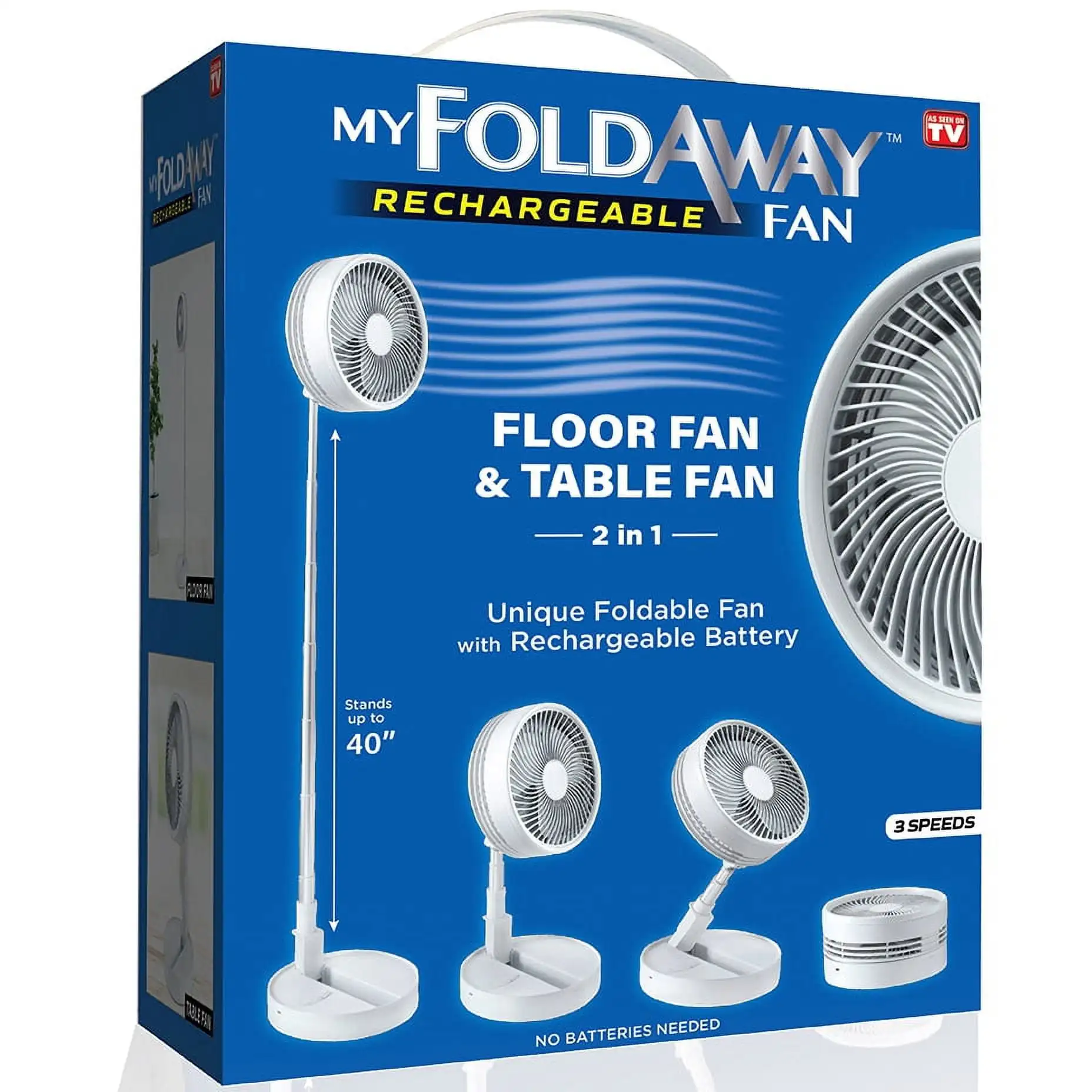 My Foldaway Fan 2in1 Floor and Table Fan Foldable and Portable Rechargeable Fan Up to 40 in. New
My Foldaway Fan 2in1 Floor and Table Fan Foldable and Portable Rechargeable Fan Up to 40 in. New