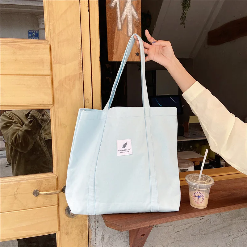 Women's Bag Cotton Canvas Shoulder Handbag Eco Fabric Handbag Solid School Books Tote Bag Portable Shopping Bag Sac À Main Femme Women's Bag Cotton Canvas Shoulder Handbag Eco Fabric Handbag Solid School Books Tote Bag Portable Shopping Bag Sac À Main Femme