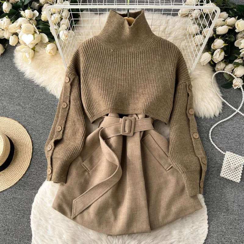 2023 New Winter Gentle Wear With Female Korean Version Of Fashion Temperament Short Sweater Vest Suit Skirt Two-Piece Set 220
2023 New Winter Gentle Wear With Female Korean Version Of Fashion Temperament Short Sweater Vest Suit Skirt Two-Piece Set 220
