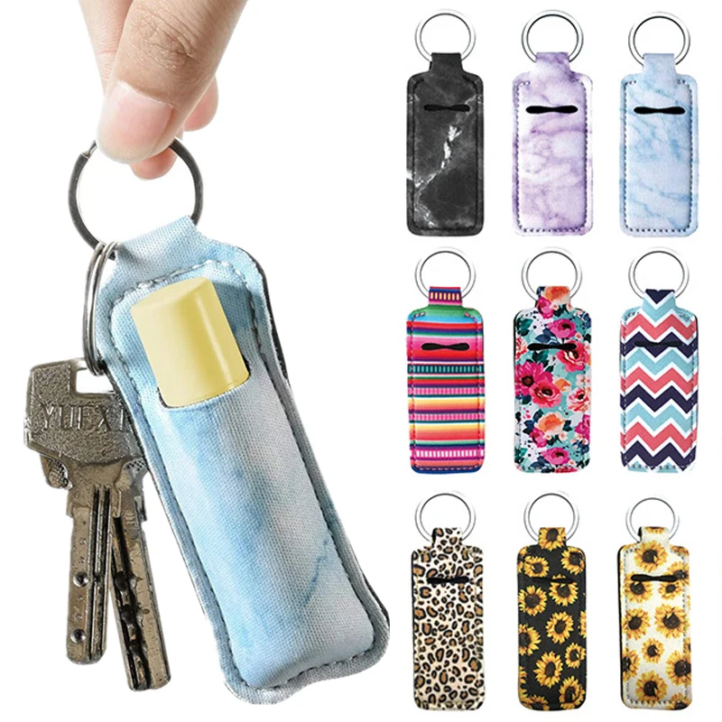 

1PC Lipstick Cover Keychains Chapstick Holder Key Chain Lip Balm Lipsticks Keyrings Bag Accessories Jewelry Gift New Fashion