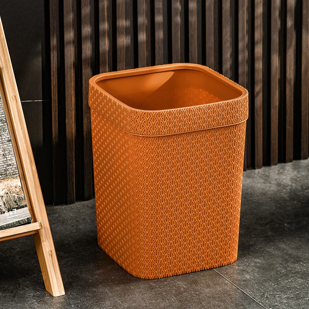 

Plastic Imitation Rattan Trash Can Straw Woven Wastebasket Bedroom Trash Can Office Small Garbage Can Wicker Waste
