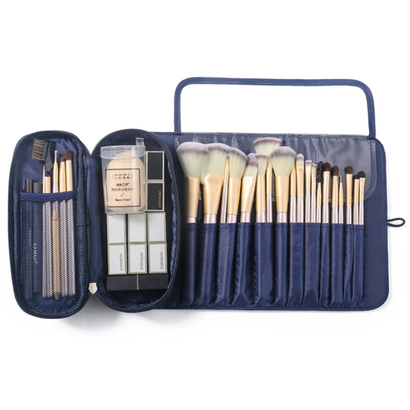 

Makeup Bag Women'S Cosmetic Brush Bag Travel Organizer Makeup Brushes Fold Tools Rolling Bags Waterproof Nylon Makeup Case