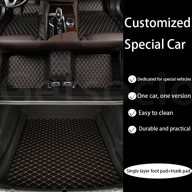 

Custom Leather Car Floor Mat+Car trunk mat For Smart All Models Fortwo Forfour Auto Styling Accessories Custom CarpetCover