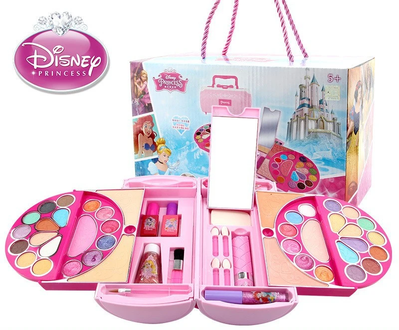 

Disney girls Princess frozen elsa anna real suitcase case Makeup set with original box Cartoon Beauty Fashion Pretend Toys