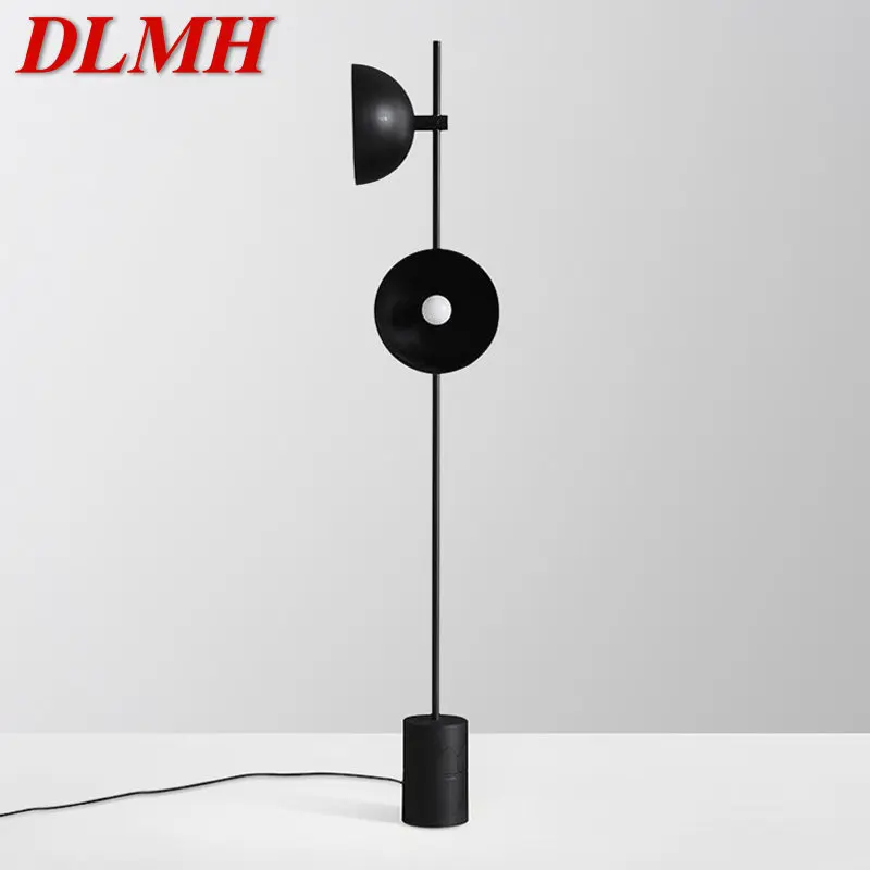 

DLMH Modern Vintage Marble Floor Lamp Nordic Creative Simple LED Black Standing Light for Home Living Room Hotel Decor