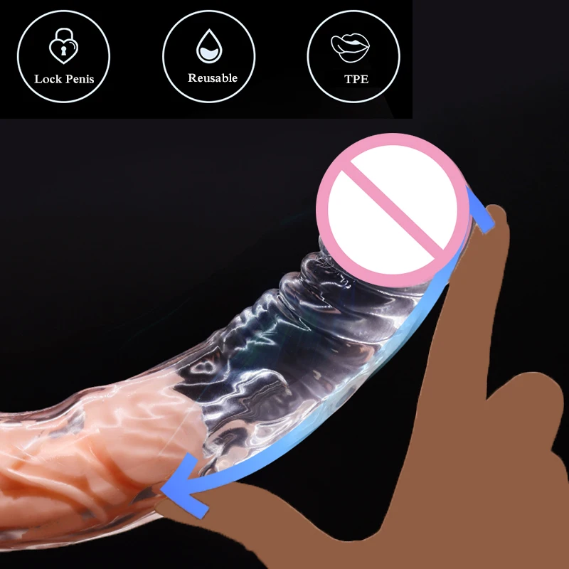 

Sex Toys for Men Dick Enlarger Extend 4/7/10cm Cock Sleeve Transparent/Flesh Penis Sleeve Extender Reusable Condoms Adult Toys