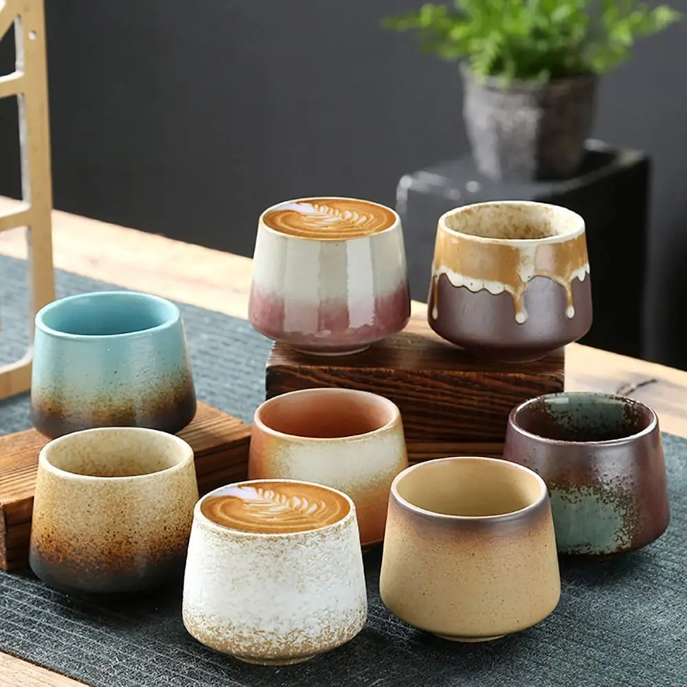 

Retro Teacup Kiln Transformation Ceramic Coffee Cup Household Water Bowl Crude Pottery Creative Office Drinkware 200ML