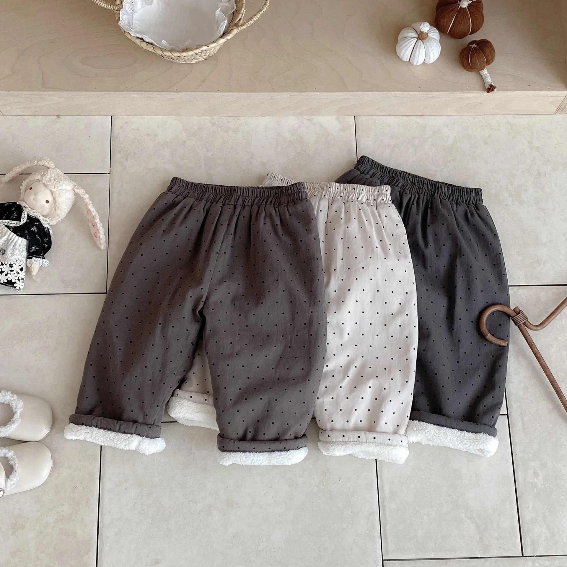 2025 Winter New Children Casual Pants Plus Velvet Thick Girls Dot Print Trousers Baby Boy Fleece Harem Pants Kids Warm Clothes 33 Sa068dfa24ae742da82bef26b2cbe43bcR