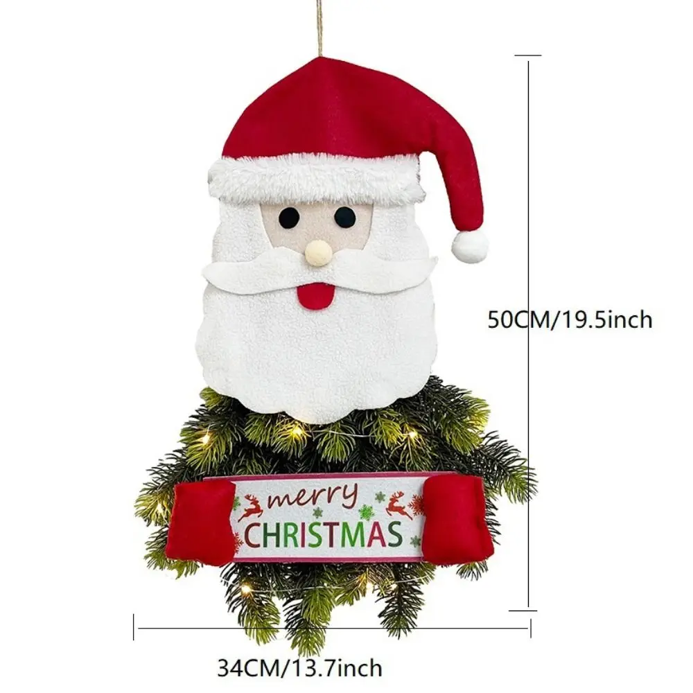 

Snowman Navidad Garland Ornament Santa Claus Walnut Clip LED Light Christmas Wreath Reusable 19.5 Inch