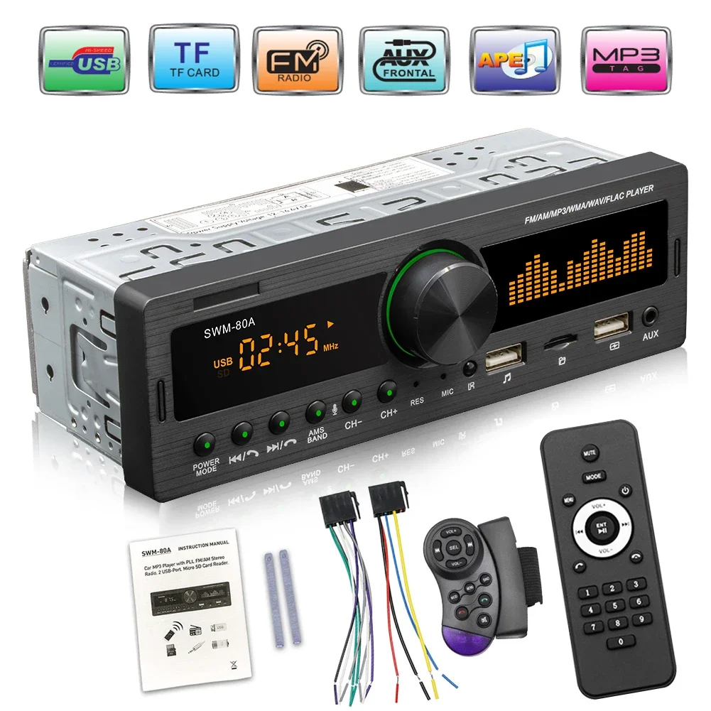 

1Din Car Radio Multimedia Handsfree MP3 Player FM AM Audio 12V USB/SD/AUX Input In Dash Locator Auto Stereo Head Unit