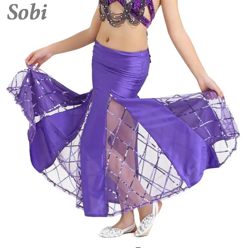 

Юбка для танца живота для детей, сетчатые шифоновые костюмы, детская эластичная юбка для девушек, одежда для выступлений в индийском Болливуде