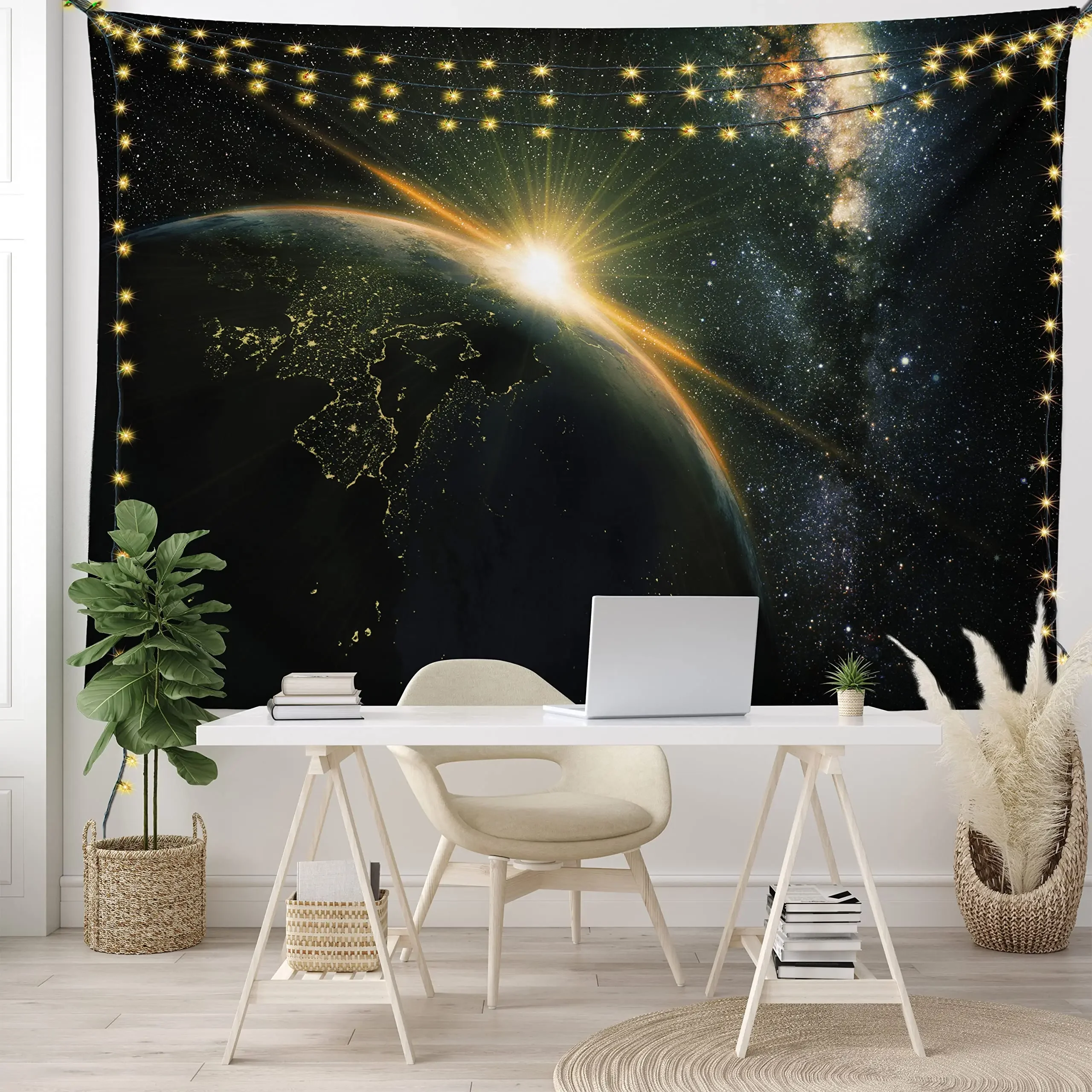 

Galaxy Tapestry Earth Sunrise From Outer Space Tapestry Sci-fi Style Tapestry Wall Hanging Decor for Bedroom Living Room Dorm