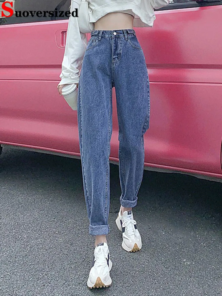 

Women Chic Baggy High Waist Harem Jeans Korean Casual Vintage Ankle Length Denim Pants Spring Fall Streetwear Kot Pantolon New