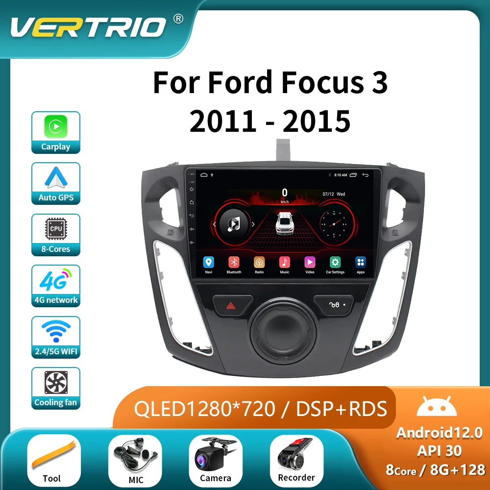 

Android 2din Autoradio For Ford Focus 3 MK 3 2011 - 2015 2016 2017 Multimedia Video Player 4G Carplay GPS 2 din DVD Stereo Navi