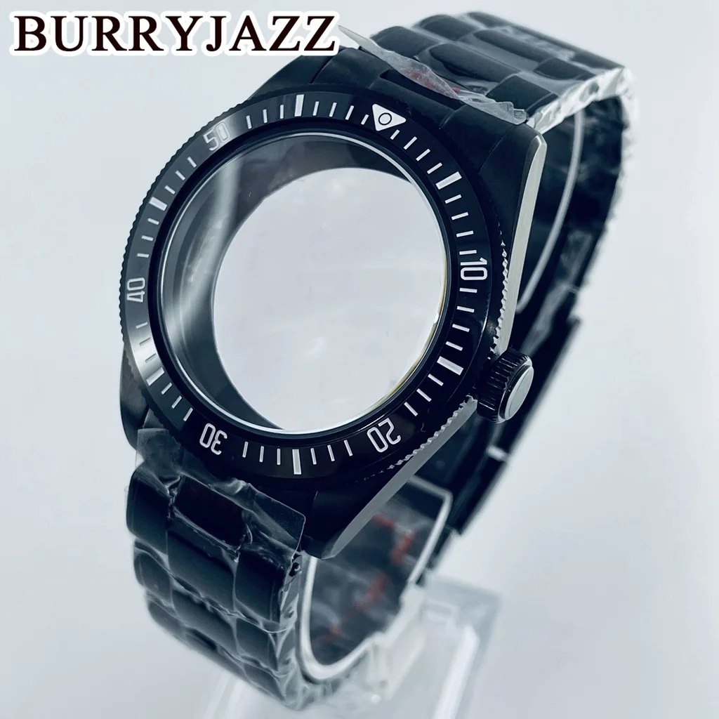 

BURRYJAZZ 39mm NH35 NH36 NH34 NH38 NH70 NH72 ETA2824 PT5000 Watch Case Black Stainless Steel Case Domed Sapphire Glass