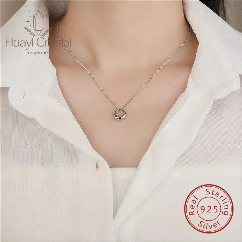 

S925 sterling silver gold plated necklace small circle simple ins style light luxury minority clavicle chain female pendant