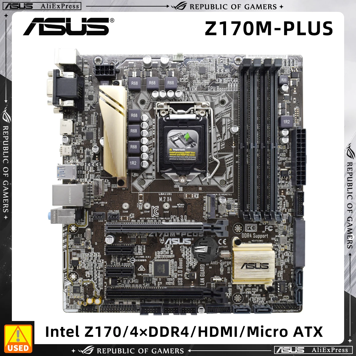 ASUS Z170M-PLUS Motherboard LGA 1151 Intel Z170 DDR4 USB3.0 M.2 SATA III HDMI PCI-E 3.0 for Sixth gen Core i3 6100 CPU
ASUS Z170M-PLUS Motherboard LGA 1151 Intel Z170 DDR4 USB3.0 M.2 SATA III HDMI PCI-E 3.0 for Sixth gen Core i3 6100 CPU