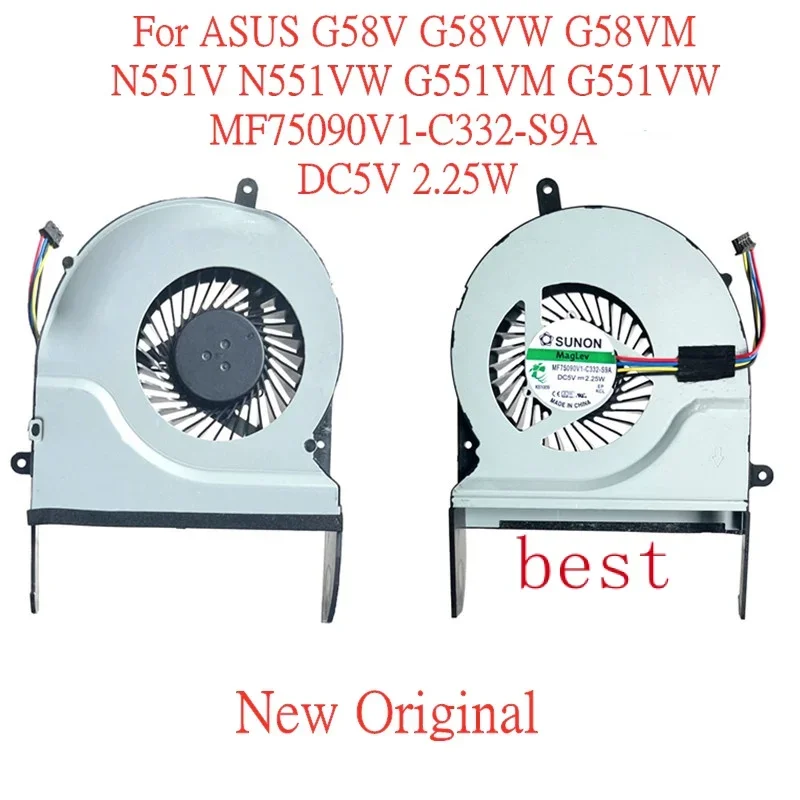 

New Original Laptop CPU Cooling Fan For ASUS G58V G58VW G58VM N551V N551VW G551VW G551VM G551VW Fan MF75090V1-C332-S9A 5V 2.25W