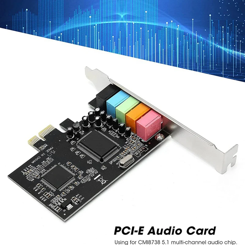

Desktop PC Computer PCIE 5.1 Channel Sound Card 3D Audio 6 Channels 3D Games Music Digital Sound Card PCI Express 5.1 CH 24Bit