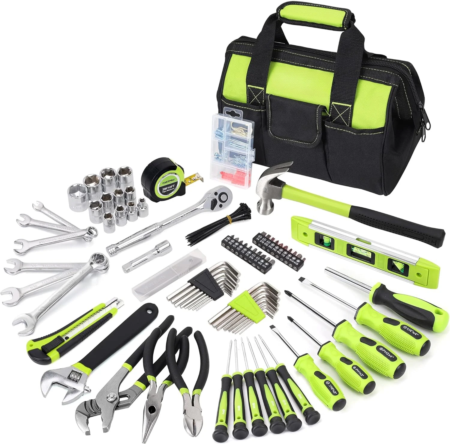 Home Repairing Tool Set, Mechanics Hand Tool Kit with 12-Inch Wide Mouth Open Storage Bag, Household Tool Set
Home Repairing Tool Set, Mechanics Hand Tool Kit with 12-Inch Wide Mouth Open Storage Bag, Household Tool Set