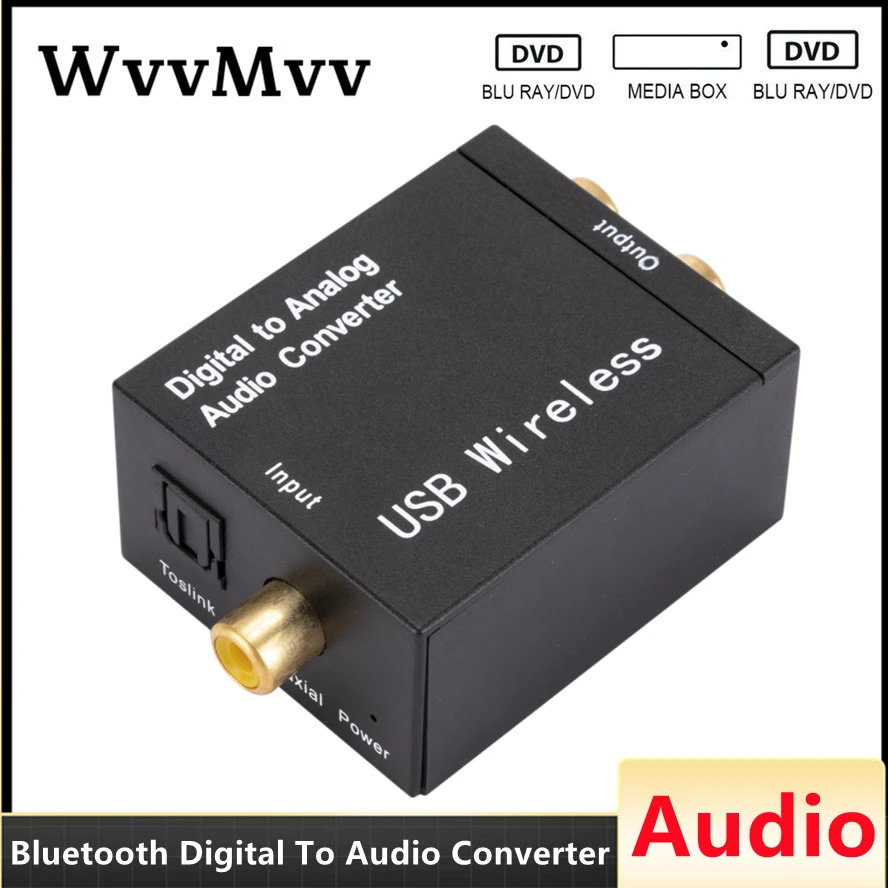 

Bluetooth 4.0 Digital to Analog Audio Converter Support Optical Fiber Toslink Coaxial Signal to RCA R/L Audio Decoder SPDIF DAC