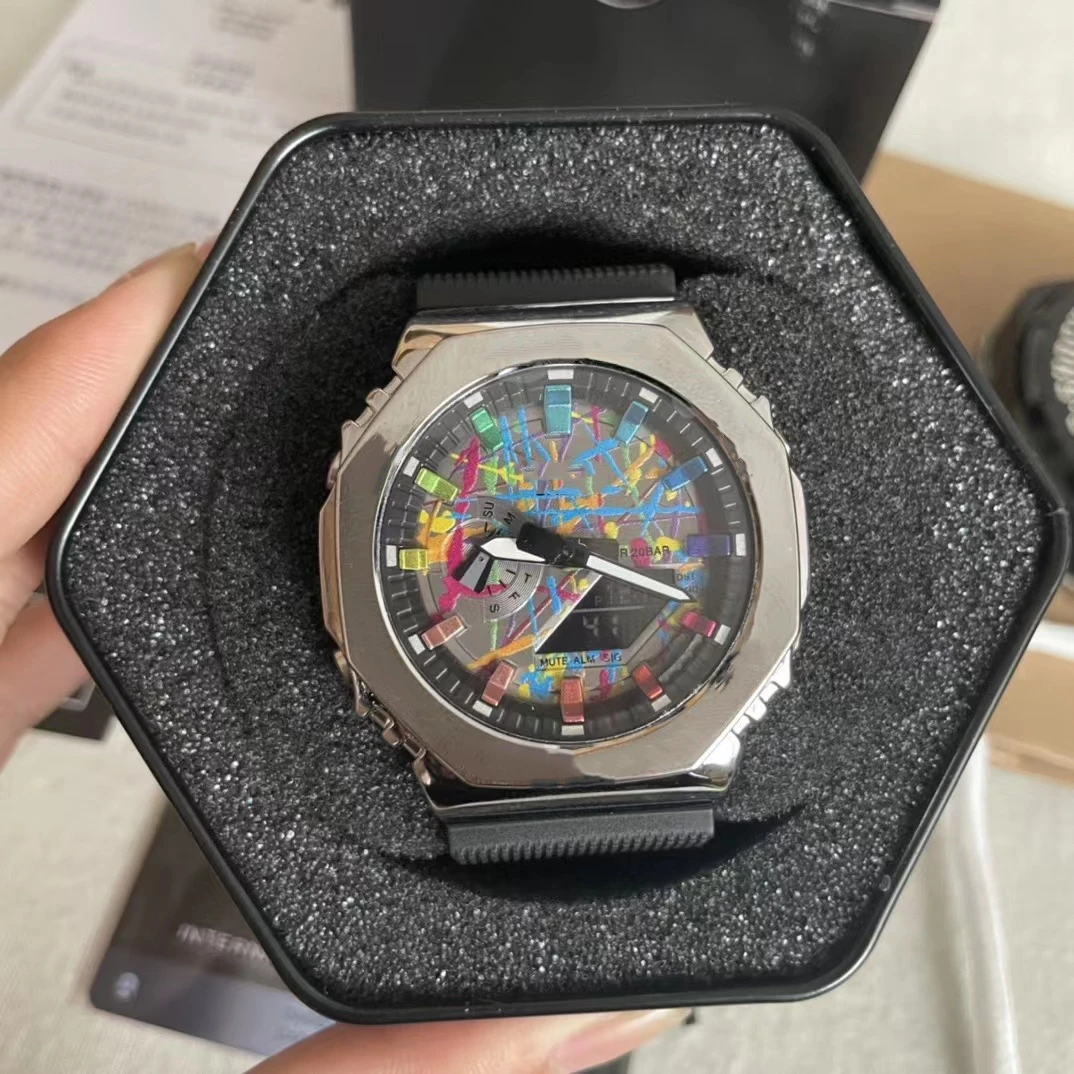 

Men's Sports Digital Quartz GM Watch Original Shock Watch Full Feature World Time LED Alloy Dial 2100 Oak Series