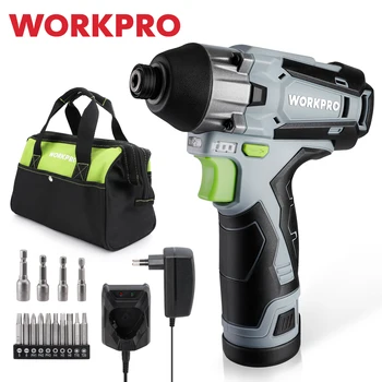 WORKPRO 무선 임팩트 스크루 드라이버, 전기 스크루 드라이버, 미니 무선 전동 공구 드라이버, 휴대용 임팩트 충전 드릴, 12V