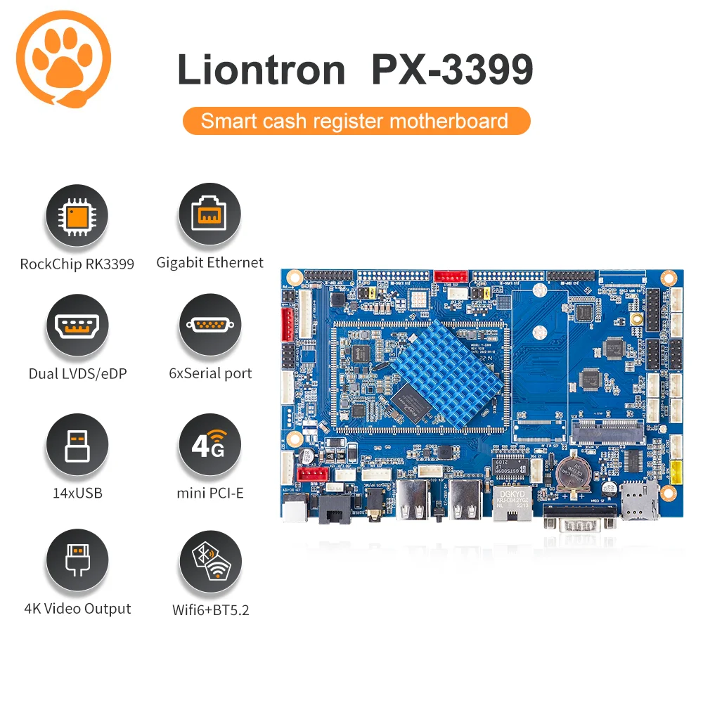 

Liontron Industrial IOT Motherboard ARM Hexa Core Embedded Linux Android Development Single Computer Board for Cash register