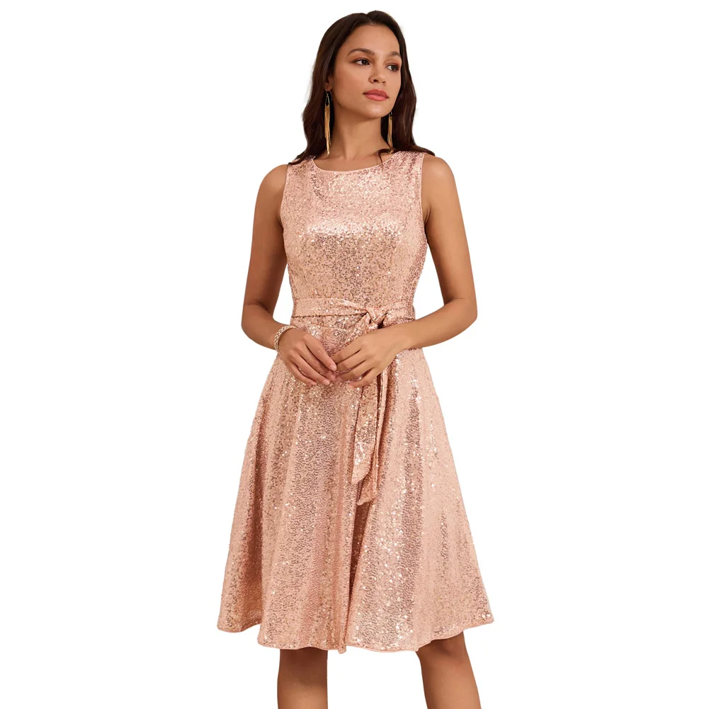 GK Dresses For Women Colorful Sequined Dress Sleeveless Ruched Party Night Evening Crew Neck Flared A-Line Dress Ropa Mujer
GK Dresses For Women Colorful Sequined Dress Sleeveless Ruched Party Night Evening Crew Neck Flared A-Line Dress Ropa Mujer