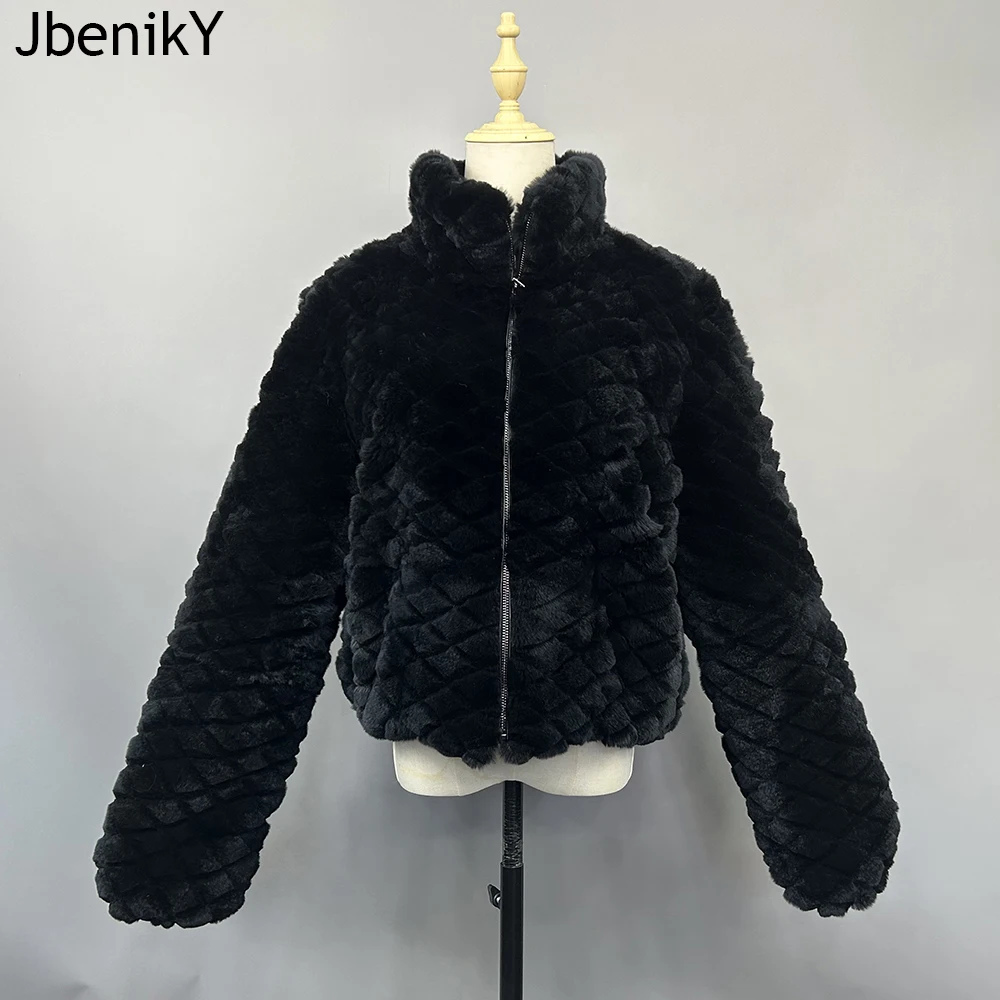 

New Winter Warm Woman Real Rex Rabbit Fur Coats Lady Natural Fur Jackets Fashion Zipper Genuine Rex Rabbit Fur Outerwear