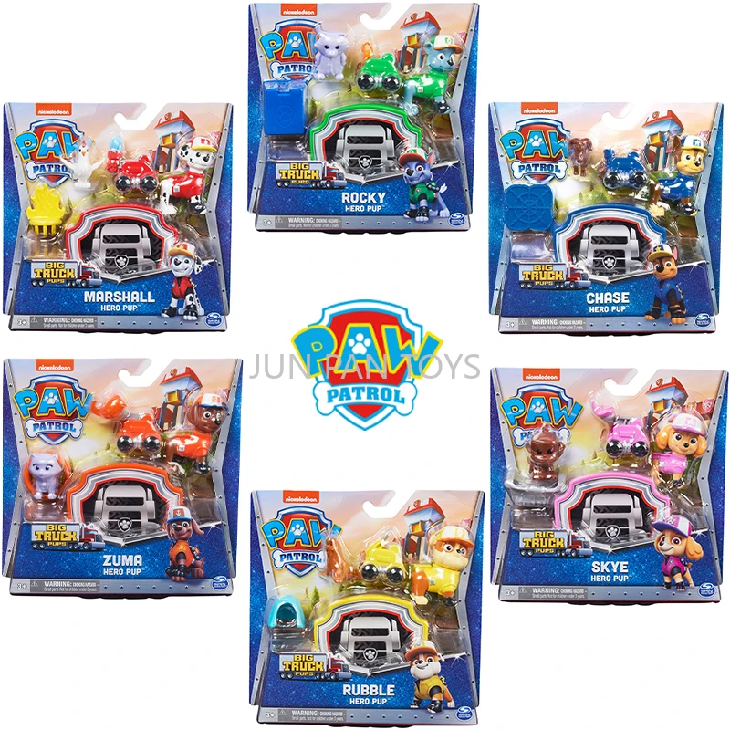 

Original Paw Patrol Big Truck Pups Skye Marshall Rocky Chase Rubble Zuma Hero Pup Action Figure Toy Rescue Drone Animal Kids Toy