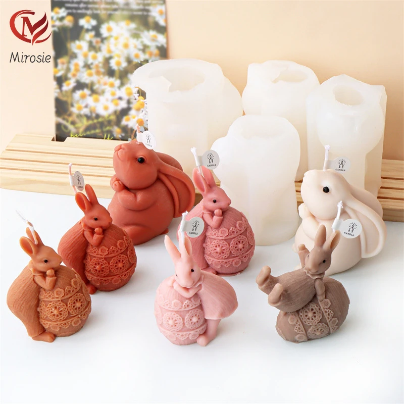 

Mirosie Easter Cute Rabbit Silicone Mold DIY Epoxy Resin Plaster Scented Candle Decoration Baking Accessories Resin Molds