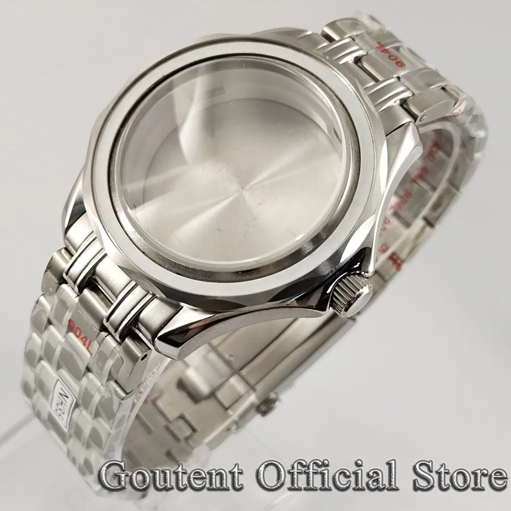 

Goutent 41mm Steel Silver Sapphire Watch Case Strap Fit NH35 NH36,DG2813/3804 Miyota 8215 821A ETA 2836 2824 PT5000 Movement