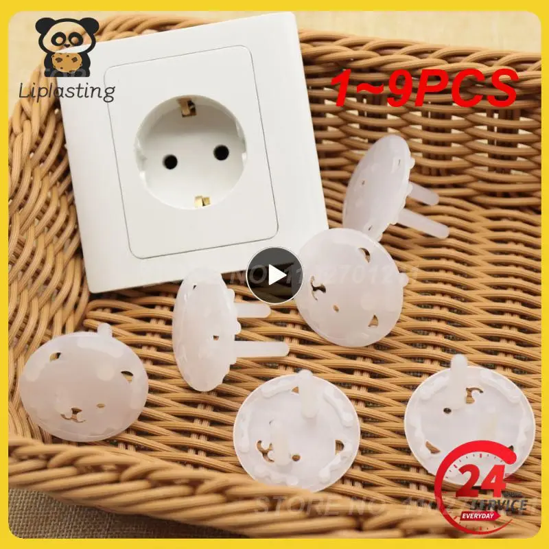 

1~9PCS Baby Safety Child Electric Socket Outlet Plug Protection Security Two Phase Safe Lock Cover Kids Sockets Cover Plugs