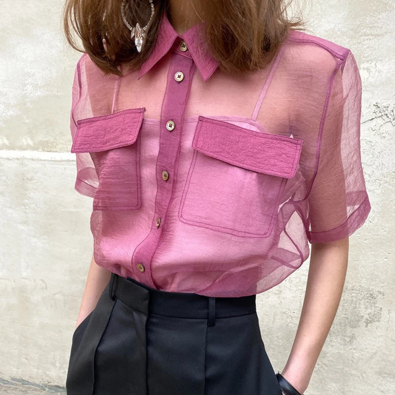 Женская прозрачная блузка Clothland, комплект из двух предметов, прозрачная рубашка, сексуальные летние топы, DA450
Женская прозрачная блузка Clothland, комплект из двух предметов, прозрачная рубашка, сексуальные летние топы, DA450