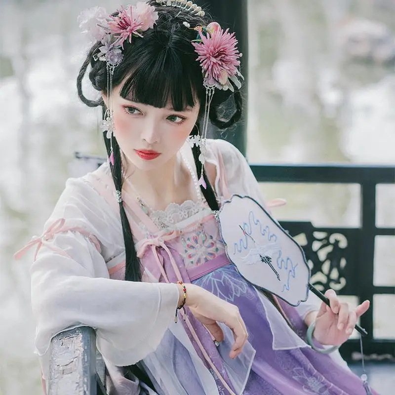 

Women Kawaii Lolita Dresses Jumper Skirt Girls Miads Princess Sweet Dress Chinese Hanfu Harajuku Cute Cosplay Costume Dress