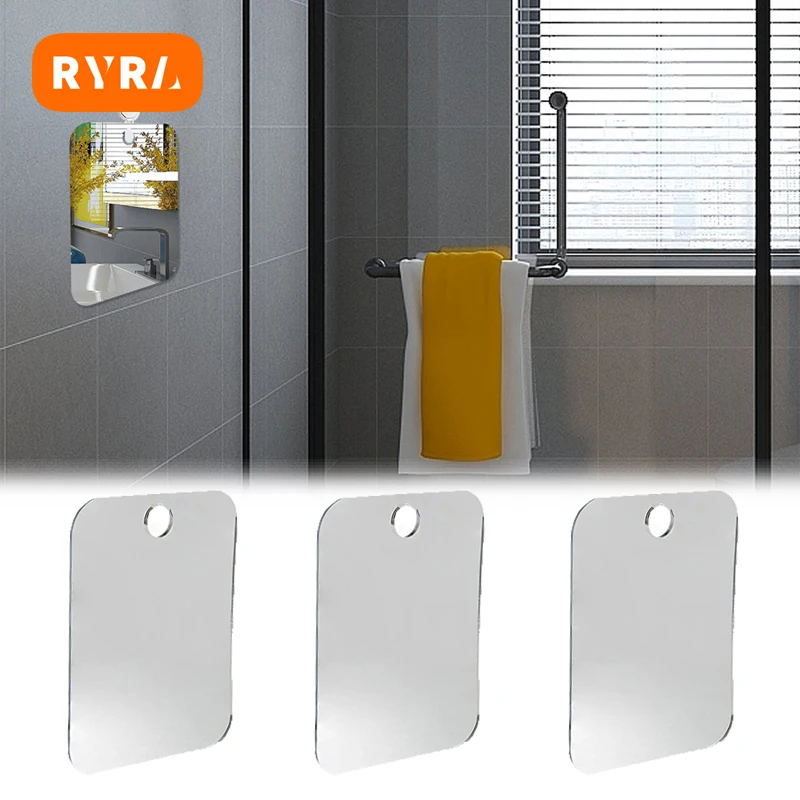 

Acrylic Anti Fog Mirror Shower Shaving Fogless Mirror Washroom Travel Accessories For Women Makeup Man Shaving Bathroom Tools