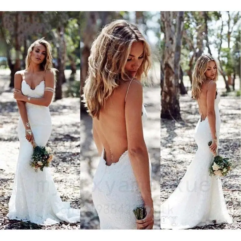 Sexy White Lace Backless Boho Wedding Dresses 2023 V-neck Spaghetti Straps Summer Mermaid Beach Wedding Gowns Bride Dresses
Sexy White Lace Backless Boho Wedding Dresses 2023 V-neck Spaghetti Straps Summer Mermaid Beach Wedding Gowns Bride Dresses