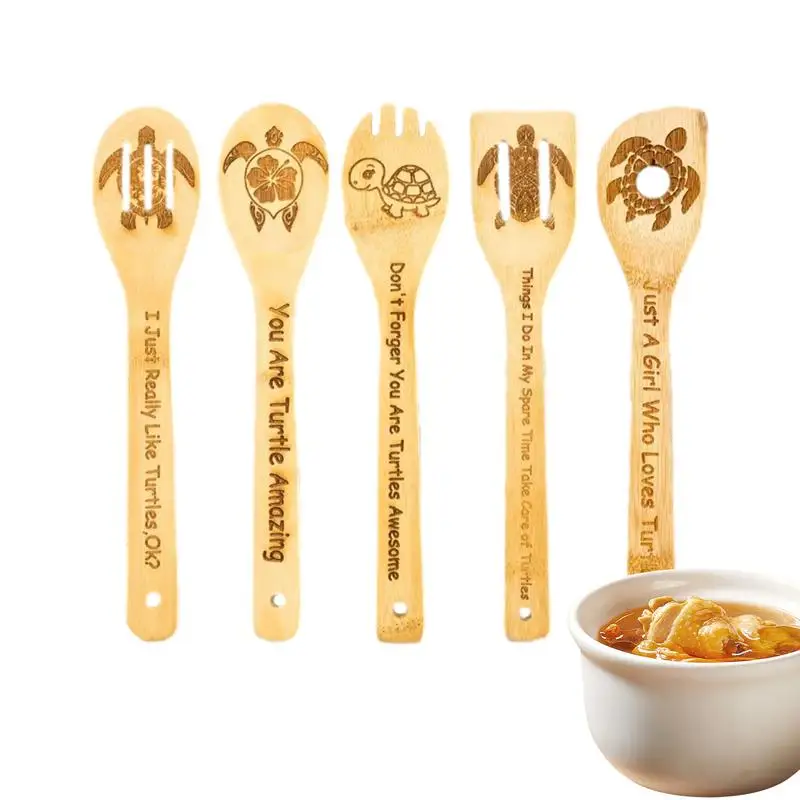 

5 pcs Wooden Utensil Set Cooking Turners Utensils Set Lightweight Smooth Cutlery Set Household Kitchen Utensils Supplies