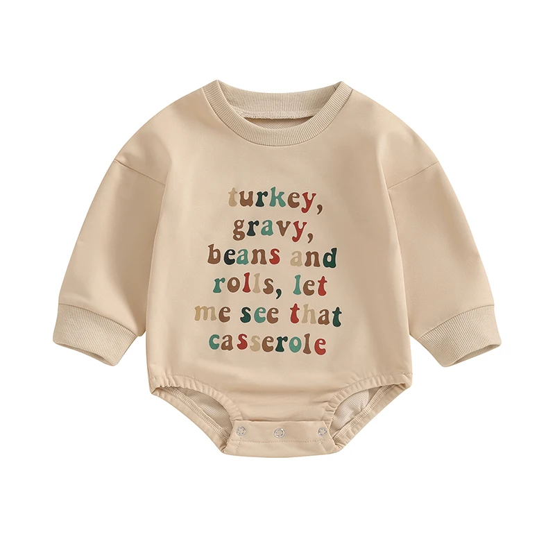 SHUING Newborn Baby Boy Girl Thanksgiving Outfit Turkey Gravy Print Long Sleeve Sweatshirt Romper Oversize Clothes
SHUING Newborn Baby Boy Girl Thanksgiving Outfit Turkey Gravy Print Long Sleeve Sweatshirt Romper Oversize Clothes