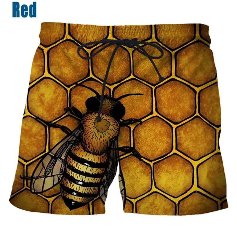 

Newest Bee 3D Printing Beach Pants Fashion Novelty Animal Honey Bee Casual Shorts Male Streetwear Breathable Short Pants Clothes