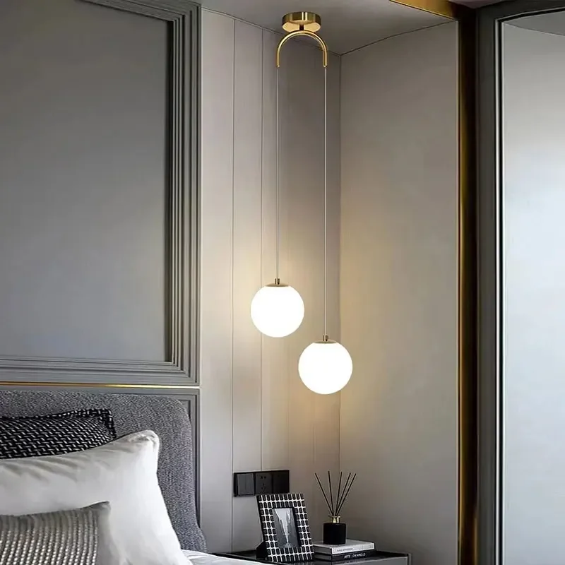 

Modern Glass LED Pendant Lights Nordic Living Room Bedroom Fixtures Indoor Lighting Restaurant Bar Home Decor Hanging Lamp