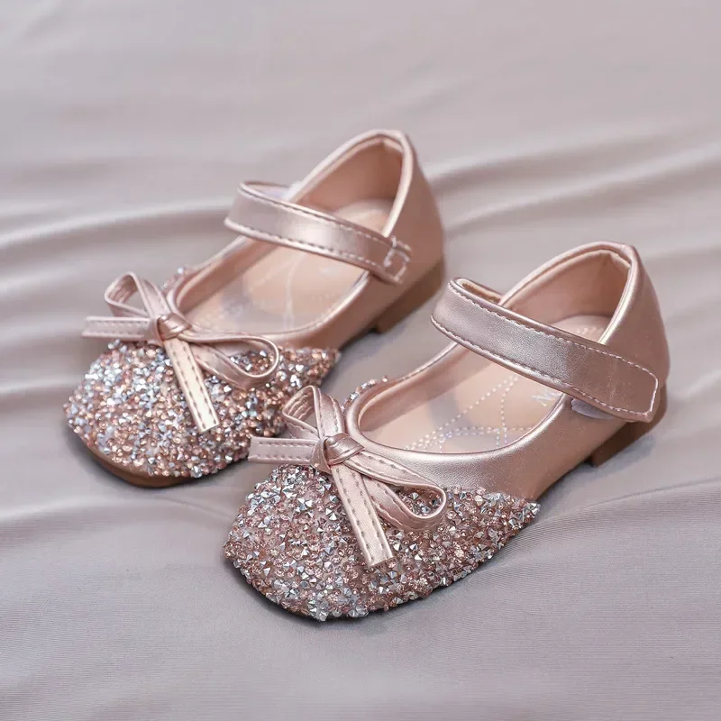 

Girls Rhinestone Soft Soled Princess Shoes Shoes Leather Flats Bling Dress Shoes Party Wedding Stage Performance Children