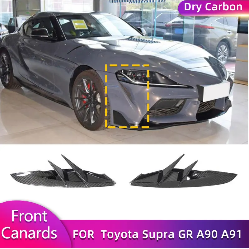 Prepreg Dry Carbon Car Front Bumper Canards Side Fins for Toyota Supra GR A90 A91 MK5 2020-2023 Auto Air Vent Trim Body Kits
Prepreg Dry Carbon Car Front Bumper Canards Side Fins for Toyota Supra GR A90 A91 MK5 2020-2023 Auto Air Vent Trim Body Kits