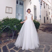 Classic Princess Tulle Wedding Dress White Short Sleeves O Neck Floor Length Bridal Gown Zipper Back A Line Sweep Train Vestidos
Classic Princess Tulle Wedding Dress White Short Sleeves O Neck Floor Length Bridal Gown Zipper Back A Line Sweep Train Vestidos