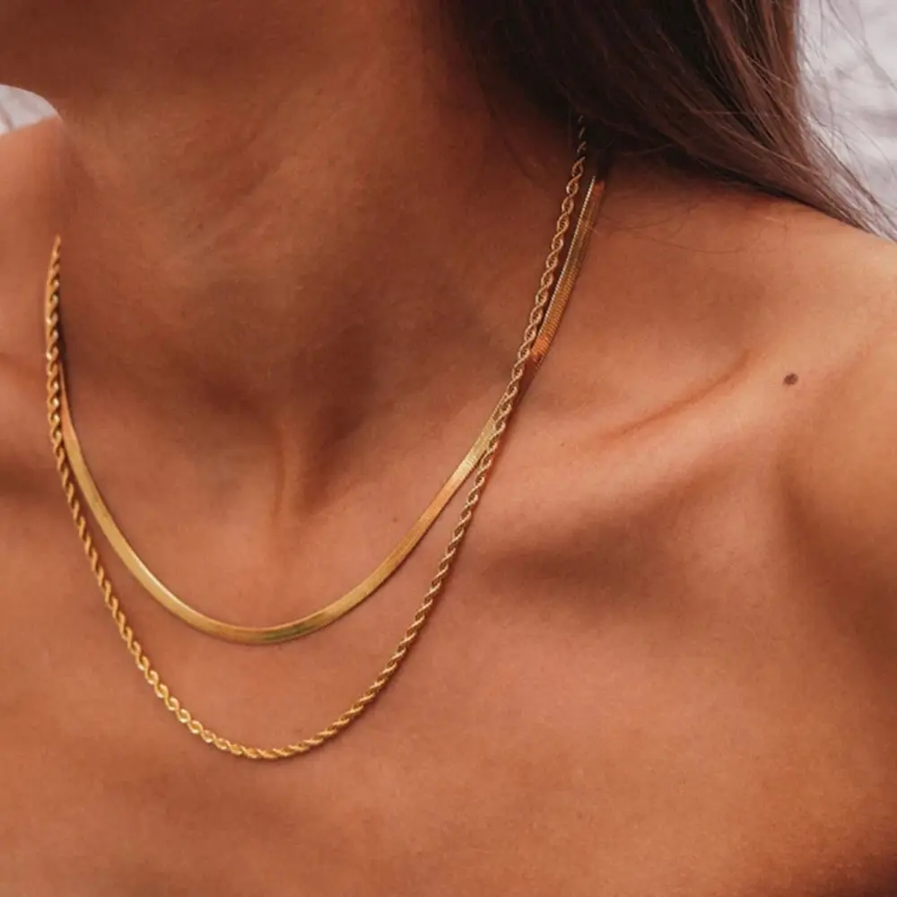 Simple Fashion Stainless Steel Chain Multilayer Necklace For Women Golden Hypoallergenic Trendy Jewelry Party Gift 3 Mallzona Sa098865d552d43a5b5256bfbca3885f7M Simple Fashion Stainless Steel Chain Multilayer Necklace For Women Golden Hypoallergenic Trendy Jewelry Party Gift Mallzona
