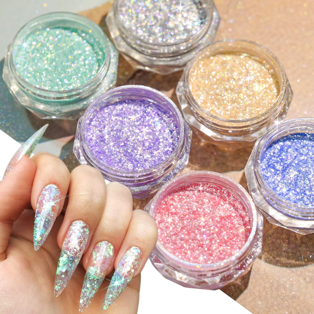 6 Colors Mermaid Opal Powder Glitter Nail Art Decoration Shiny Flakes Iridescent Holographic Pigment Dust for Manicure Design&*L
6 Colors Mermaid Opal Powder Glitter Nail Art Decoration Shiny Flakes Iridescent Holographic Pigment Dust for Manicure Design&*L